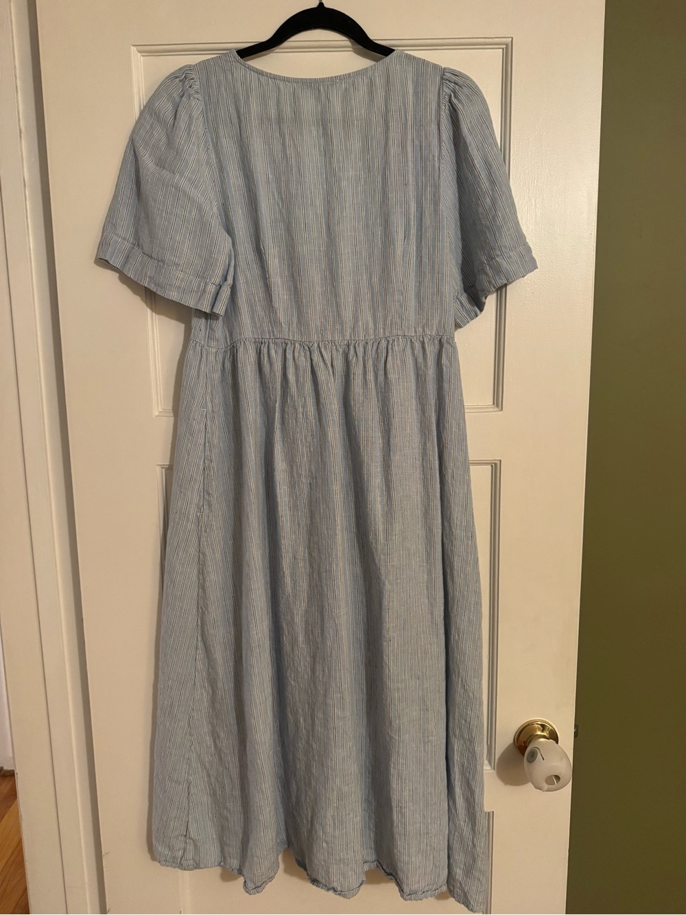 Madewell Light Blue Striped Button-Front Midi Dress Linen Size Medium - Picture 5 of 5